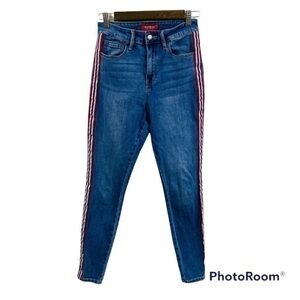 VTG Guess la Tuxedo Multicolor Ribbon Ankle Hi Rise Skinny Jeans Women's Size 29